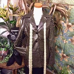 Dollhouse brown reptile print button front jacket